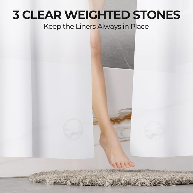 AmazerBath Shower Curtain Liner 2 Pack, 72 x 78 Inches PEVA Plastic Shower Liner - Image 3
