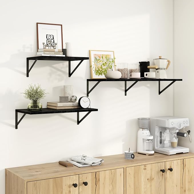 Dreamland Wall Shelves Black, Large Floating Shelf 12 * 36 inch Set of 2 Wall - Image 4