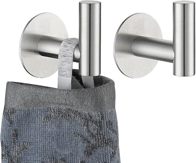 JQK Self Adhesive Towel Hook Brushed, No Drill Stick on Coat Robe Clothes Wall by Homeimprovement
