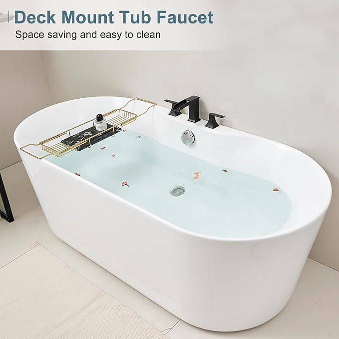 Brass High Flow Roman Bathtub Faucet Black Tub Faucet, Waterfall Bath Tub - Image 7