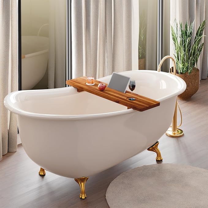 Tinamo Acacia Bathtub Caddy Tray Table | 35x9 Inch Large Bath Tub Tray Wooden | - Image 6