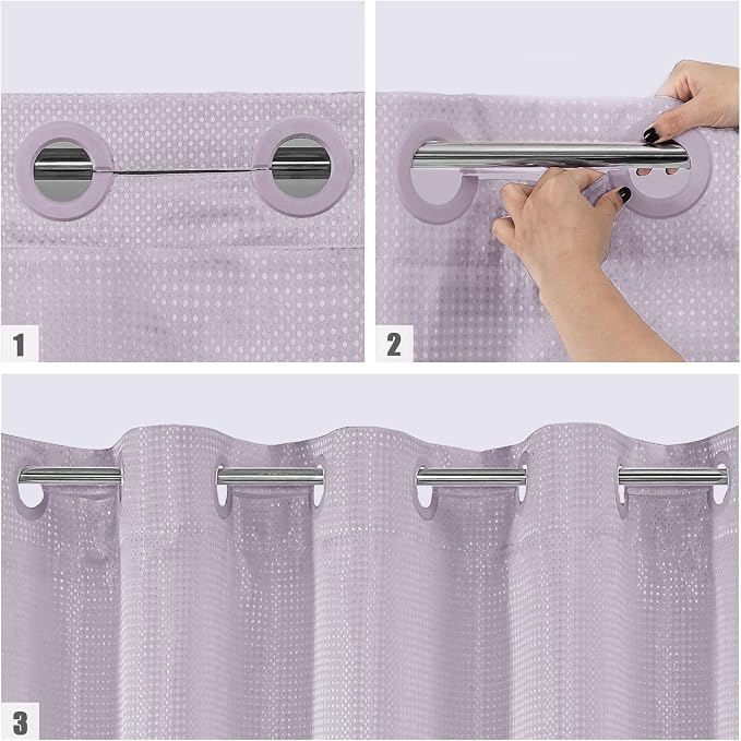 MitoVilla Purple Waffle Small Stall Shower Curtain Liner Set 36 x 74, No Hooks - Image 4