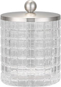 Clear transparent Apothecary Etched Geometric Grid Glass Jar W/Satin Nickel by IndecorHome