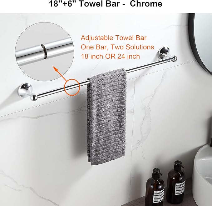 BGL Bathroom Hardware Set Chrome Adjustable Expandable Bath Towel Bars Bathroom - Image 2