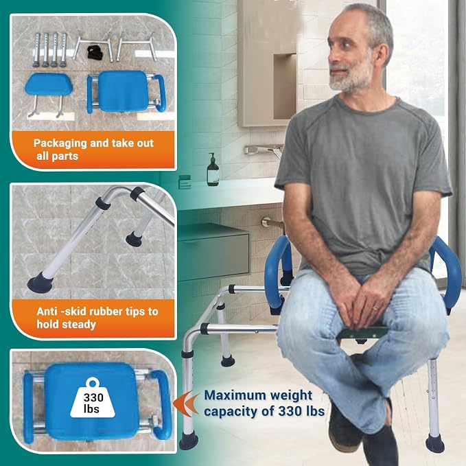 Sliding Rotating Shower/Bath Chair by Mobi Bench – Transfer Swivel Seat - Image 3