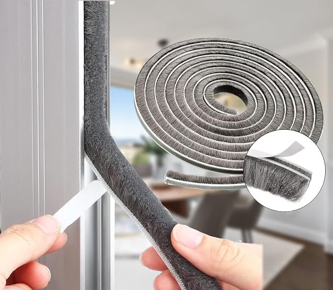 Brush Weather Stripping for Sliding Windows/Doors Frame Side, Window Sealer for by NNICEHTS