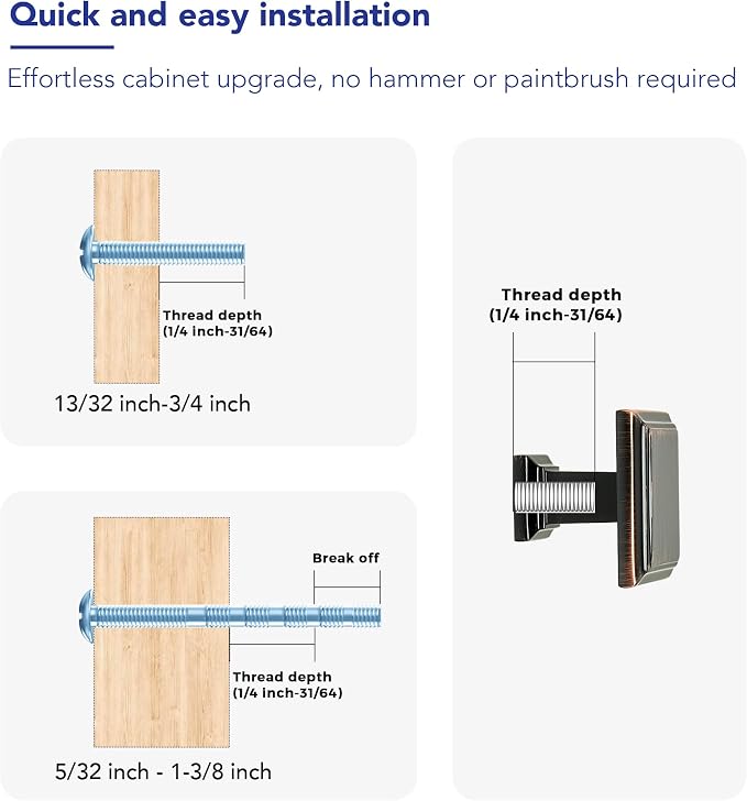 Ravinte Hardware 5 Pack Kitchen Cabinet Pulls Square Drawer Single Hole Handles - Image 3