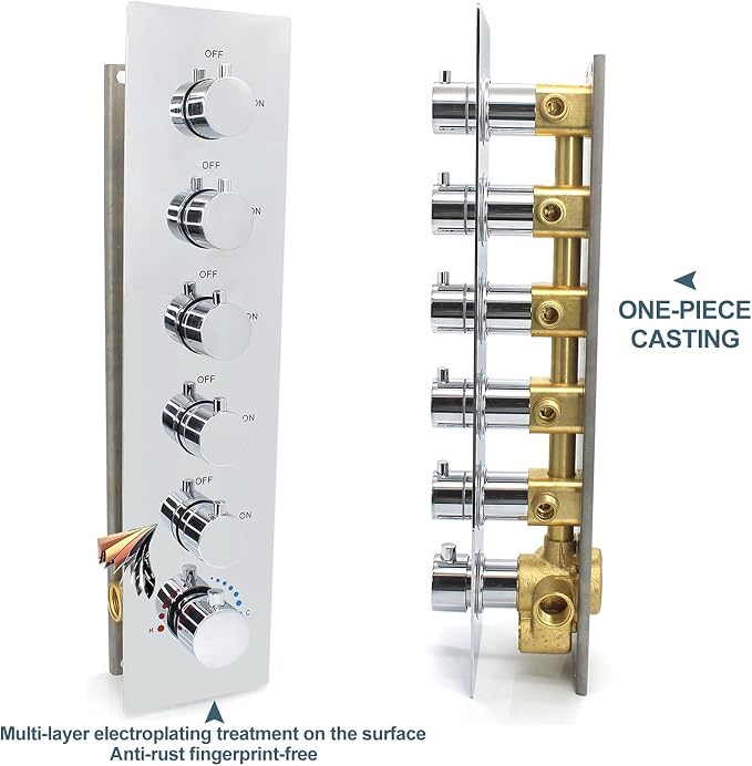 HOMEDEC 5 Functions Shower Diverter Valve, 5 Way Thermostatic Mixing Shower - Image 7