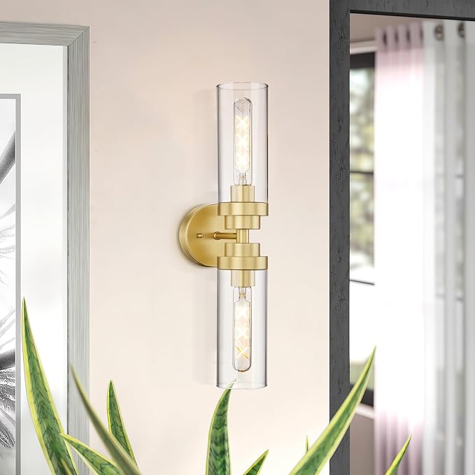 Emak Modern 22 Inch Gold Bathroom Light Fixtures Over Mirror, Cylinder Bathroom - Image 7