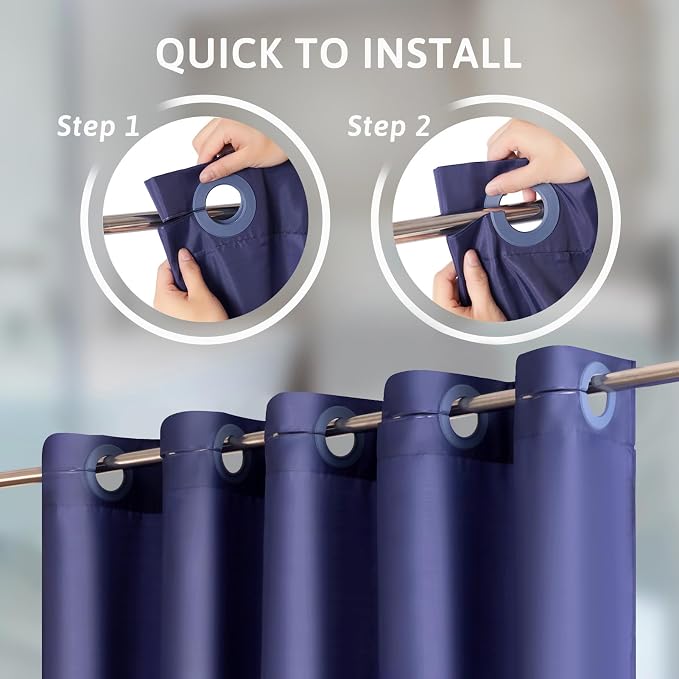 Furlinic Stall Size Shower Curtain No Hooks Needed, Half Size Polyester Fabric - Image 2
