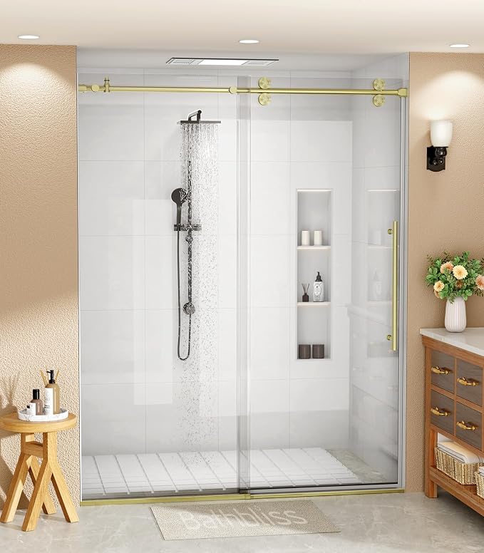 Bathbliss Glass Shower Door 44"-48" Wx60 H, Frameless Sliding Glass Door by Unknown