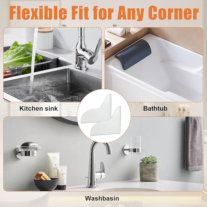 2 Pack Shower Corner Water Guard, Shower Splash Guard Acrylic Self-Adhesive - Image 5