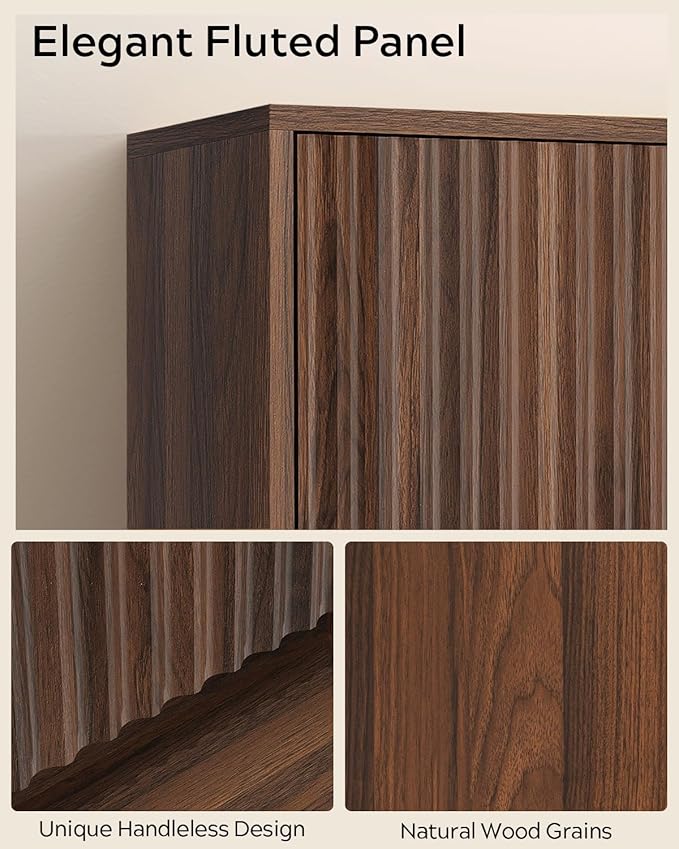 Fluted Wall Cabinet Set of 2, Wooden Bathroom Medicine Cabinet Storage - Image 3