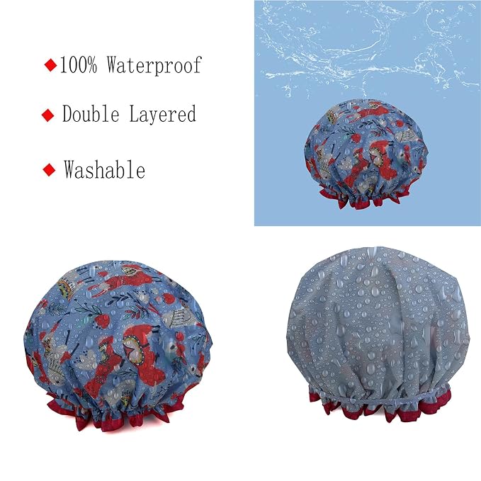 1 Pcs Waterproof Shower Cap for Women, Hair Treatment Bath Cap for Girls Spa - Image 3