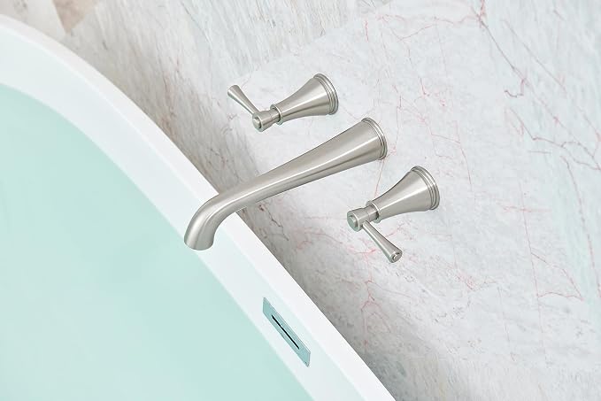 SITGES High Flow Brushed Nickel Wall Mount Bathtub Faucet - Image 2