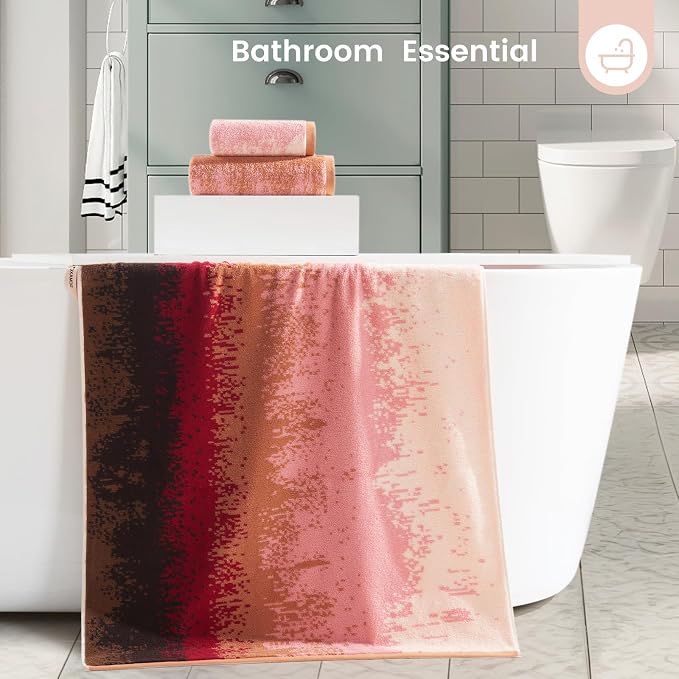 SEMAXE Bathroom Towel Set with Hanging Loop – 8-Piece Yarn Dyed Jacquard Cotton - Image 5
