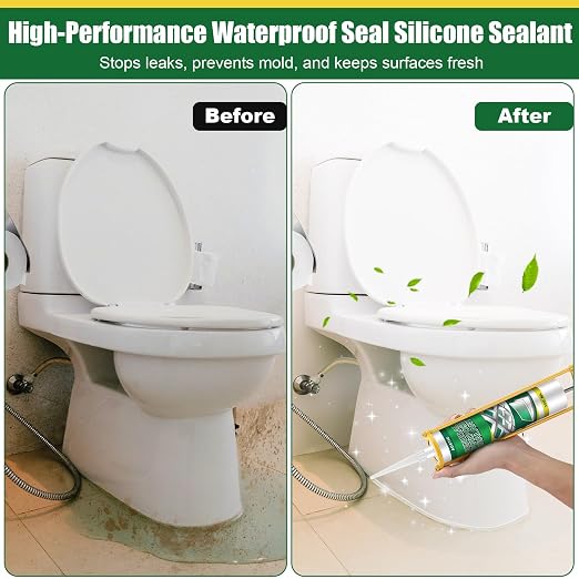 2 Pack Clear Silicone Sealant Caulk, 10.1 oz 100% Waterproof Silicone Sealant - Image 3