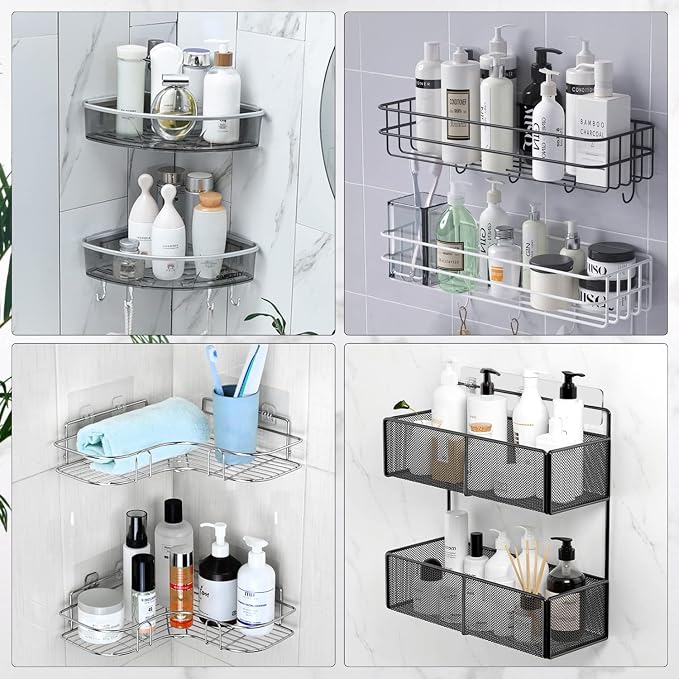 EAGMAK 2 Pack Transparent Shower Caddy Adhesive - Image 3
