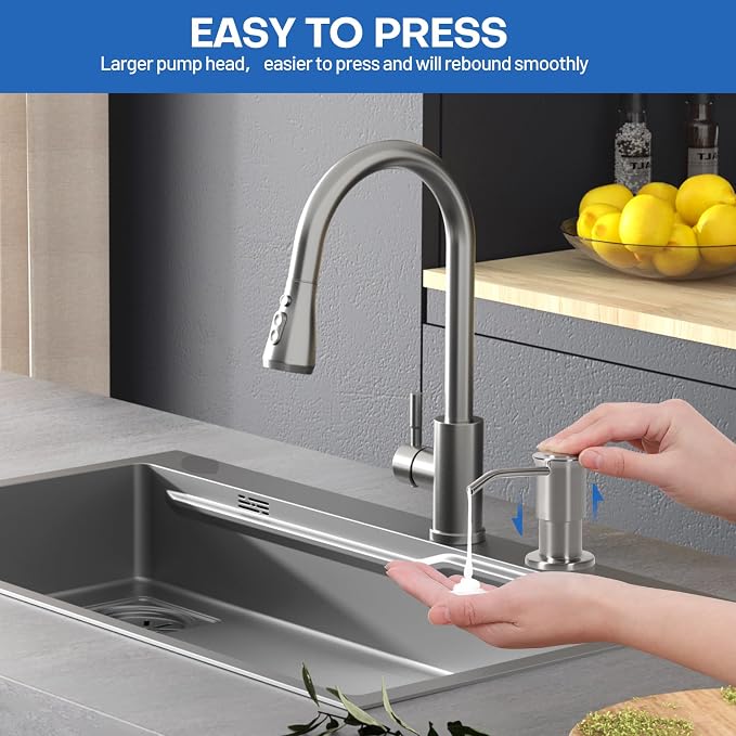 Soap Dispenser for Kitchen Sink, Brushed Nickel Built in Soap Dispensers - Image 2