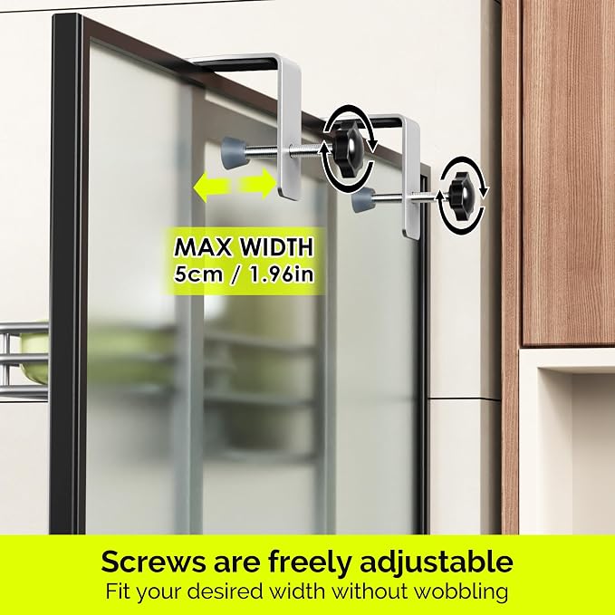 Orimade Over The Door Shower Caddy Adjustable 3 Tier Silver, Bathroom Hanging - Image 4