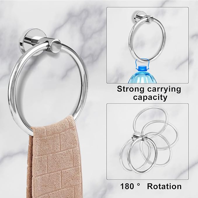 Cilee 10 Piece Chrome Bathroom Accessories Set, 24inch Polished Chrome Towel - Image 3