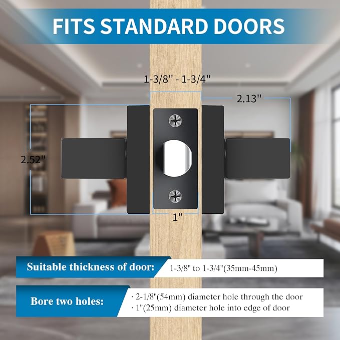 Passage Door Lever, 6 Pack Matte Black Interior Door Handles - Image 4