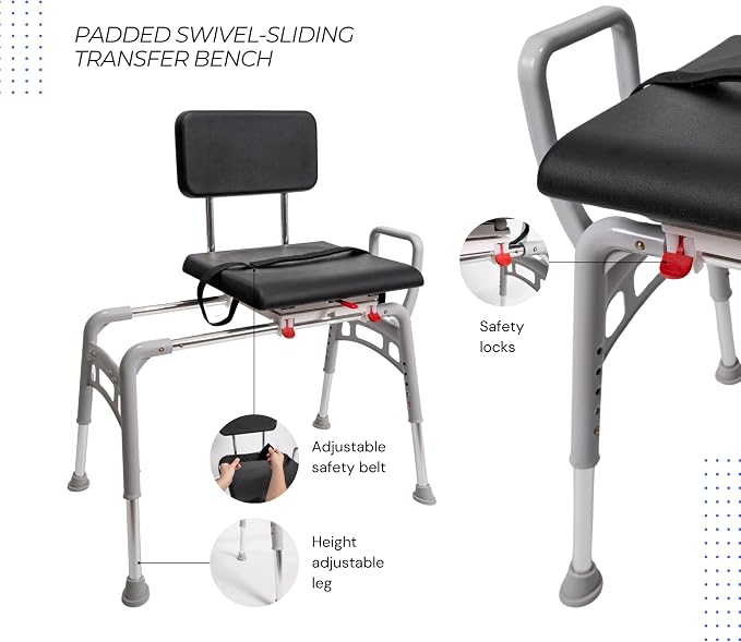 Eagle Health Supplies Sliding Shower Chair Tub Transfer Bench - Image 8