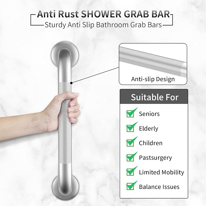 2 Pack 18 Inch Grab Bars for Bathtubs and Showers, Anti Slip Shower Grab Bars - Image 2