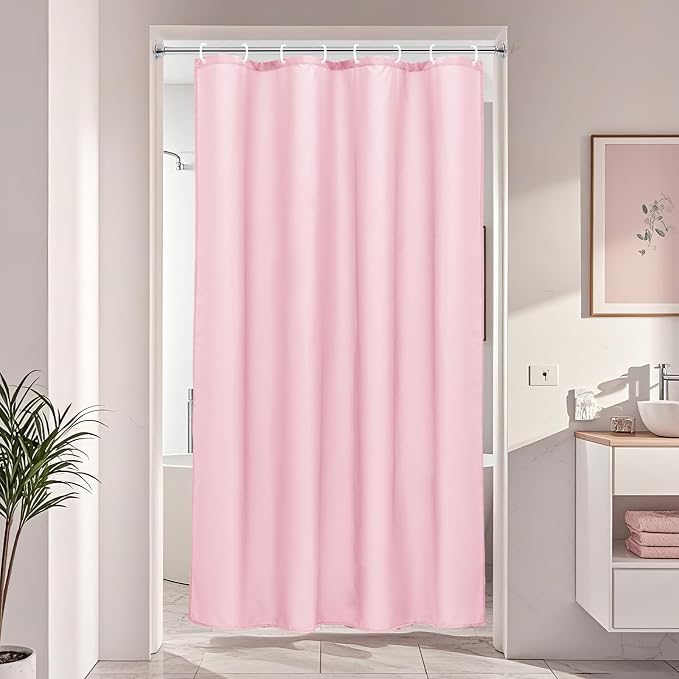 AooHome 48x72 inch Shower Liner, Small Size Fabric Solid Color Bathroom Curtain by AooHome