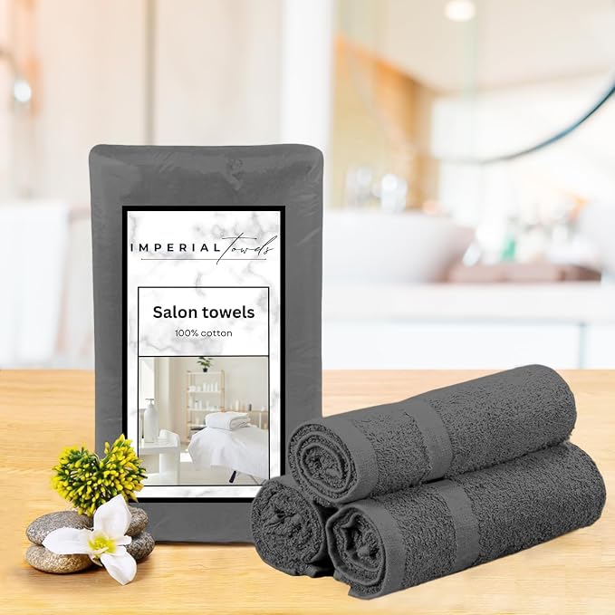 Salon Towels -24 Pack Grey Hand Towels 100% Cotton Spa Towels – 16x26 inches - Image 4