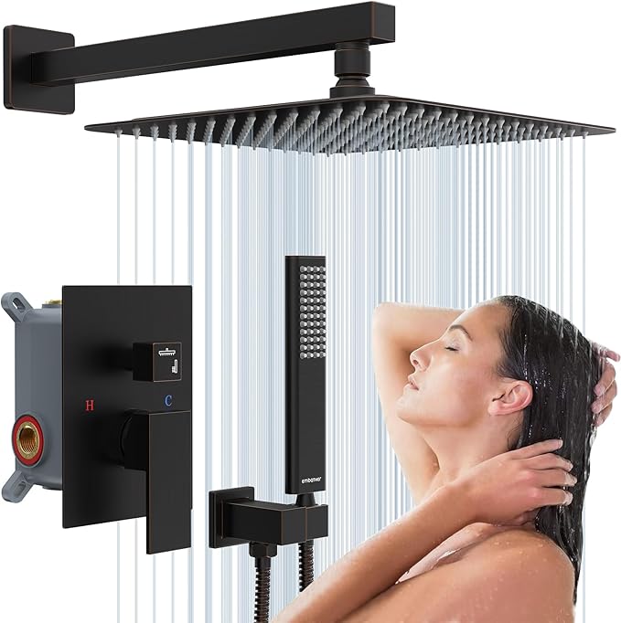 EMBATHER Oil Rubbed Bronze Shower System-12 Inches Shower Faucet Set by EMBATHER