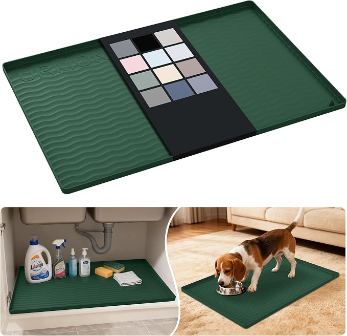 URMONA Waterproof Silicone Under Sink Mat 28'' x 19'' Shelf Liner by URMONA