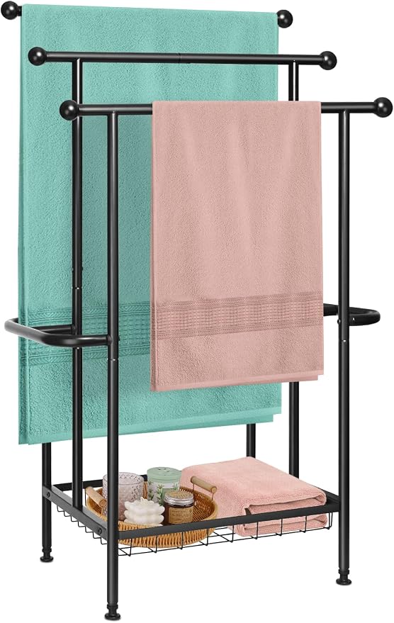 Freestanding Towel Rack, 3-Tier Heavy-Duty Metal Stand by Boailydi