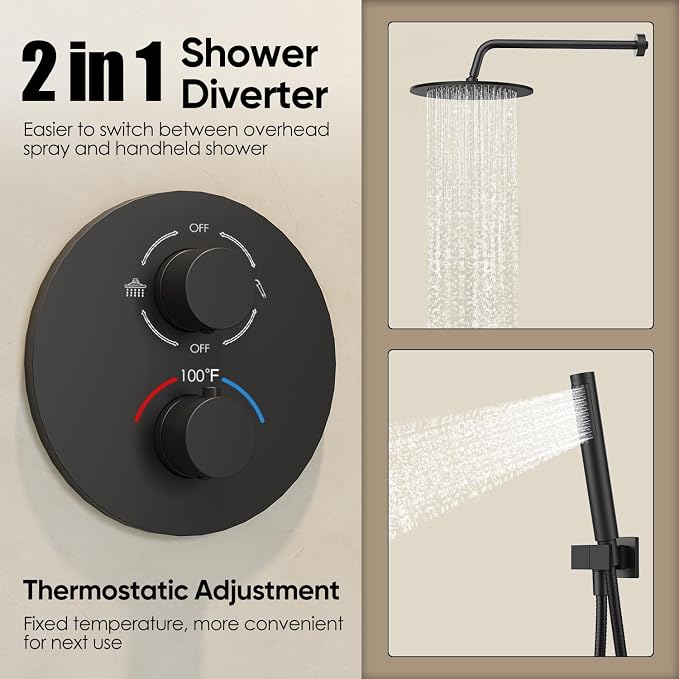 Gabrylly Thermostatic Shower Faucet Set, All Metal Shower System - Image 7