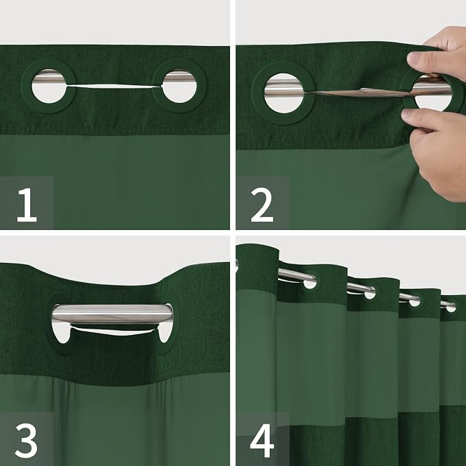No Hooks Needed Linen Textured Shower Curtain - Image 4