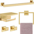 Brushed Gold Bathroom Hardware Set, 5-Piece Gold Towel Bar Set Stainless Steel by Kiakuoow