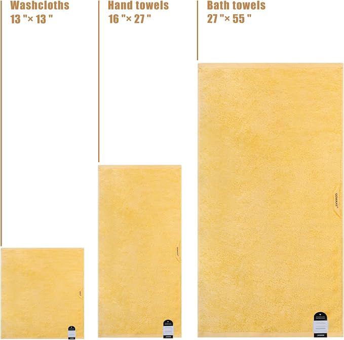 SEMAXE Yellow Bath Towel Set, 100% Cotton Absorbent Bathroom Towels - Image 7