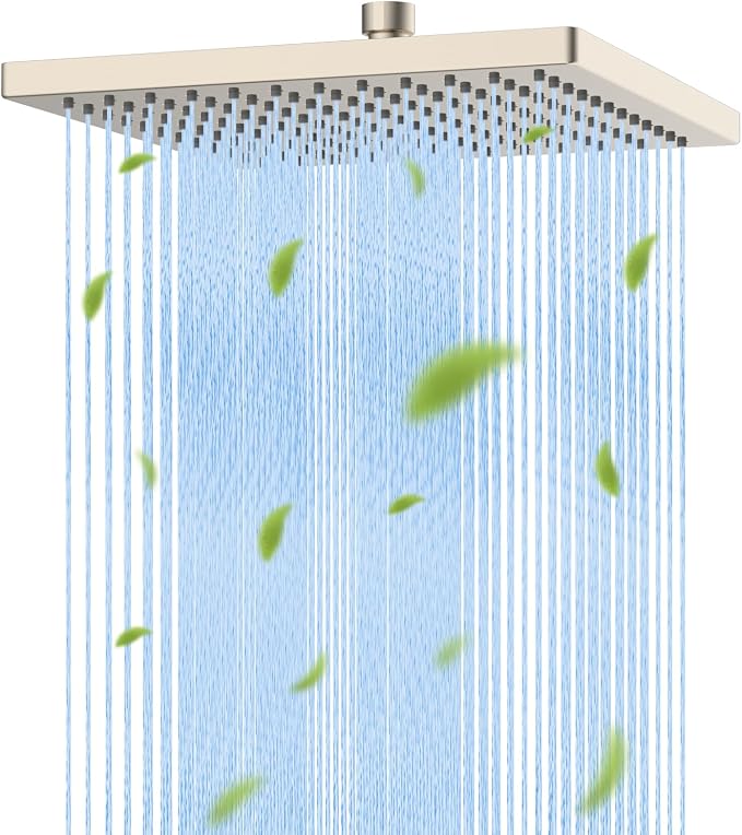 Hibbent Thickness Metal Rain Shower Head, Square Bathroom Waterfall Shower Heads by Hibbent
