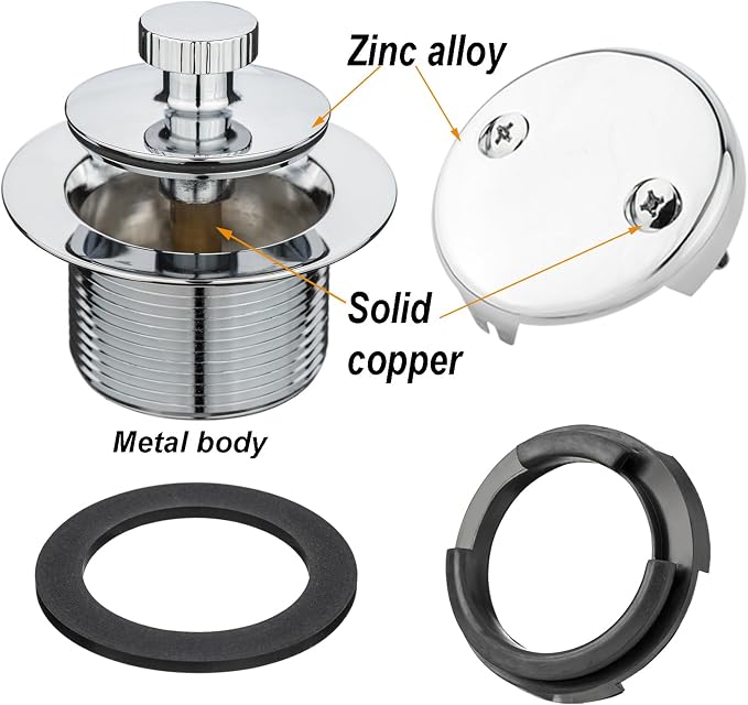 Yariwiz 1-1/2" Polished Chrome Bathtub Tub Drain Kit Bath Waste Overflow Drain - Image 3