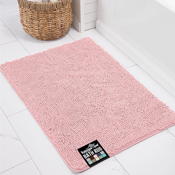 KANGAROO Bathroom Rugs, Chenille Soft Absorbent Bath Rug, Shaggy Shower Mat by Kangaroo