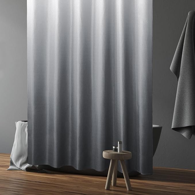 Gibelle Small Stall Shower Curtain 36 x 72, Narrow Grey Ombre Shower Curtain - Image 2