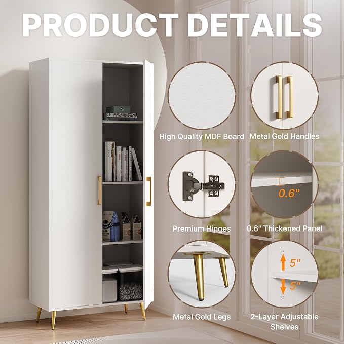 Storage Cabinet Set of 2, 69” Tall Storage Cabinet - Image 3