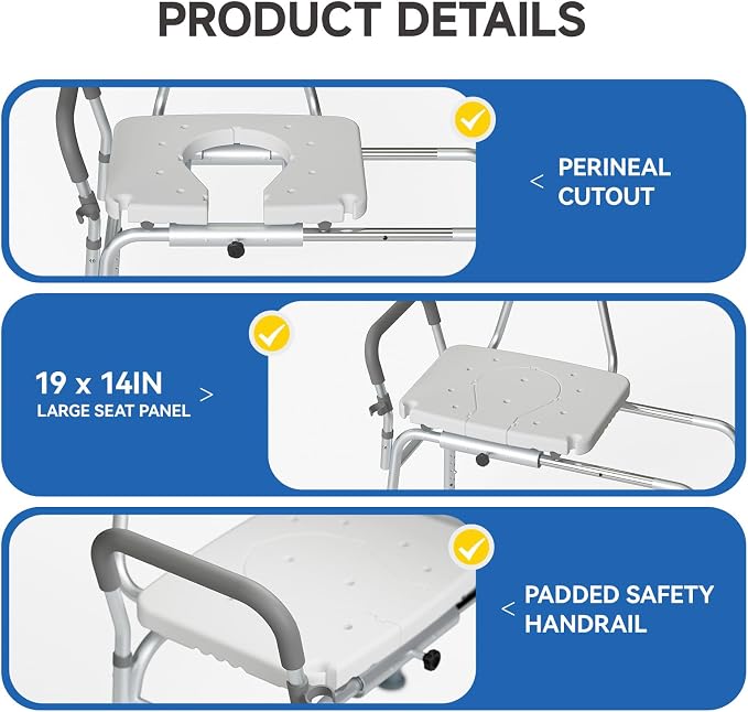 Tub Transfer Bench and Sliding Bathtub Shower Chair - Image 4