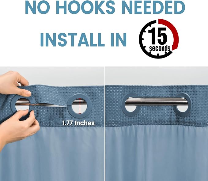 Moonlight Blue Long No Hook Shower Curtain - Image 3