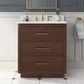 30 Inch Bathroom Vanity with Sink, Solid Wood Frame with Engineered Marble by DELUXELIVING