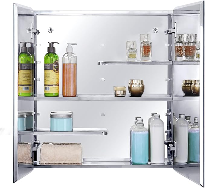 Fundin Stainless Steel Medicine Cabinet, Bathroom Mirror Cabinet, Surface Mount - Image 4
