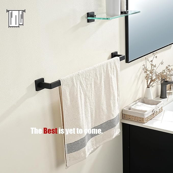 JQK Black Towel Bar, Rounded Edges 26.41 Inch Towel Rack, 304 Stainless Steel - Image 6