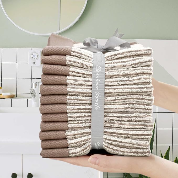 Cleanbear Wash Cloths 12 Pack, Jacquard Weaved Cotton Washcloth - Image 7