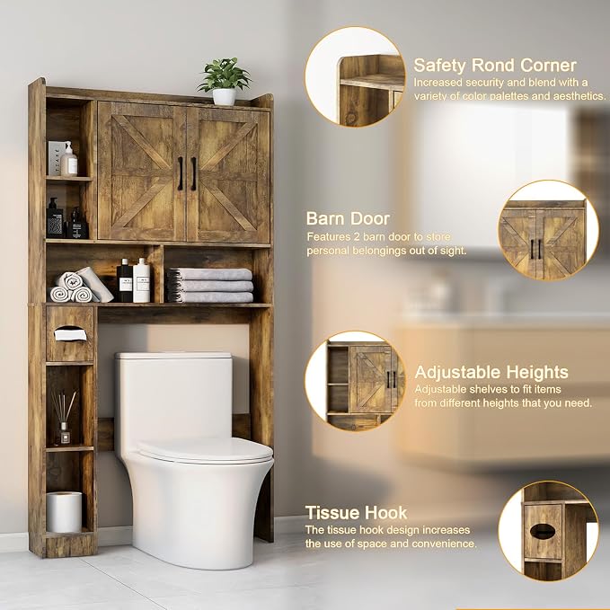 Vabches Over The Toilet Storage Cabinet, Farmhouse Storage Cabinet Over Toilet - Image 3