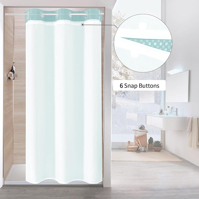 MitoVilla Teal Waffle Small Stall Shower Curtain Liner Set 36 x 74, No Hooks - Image 3